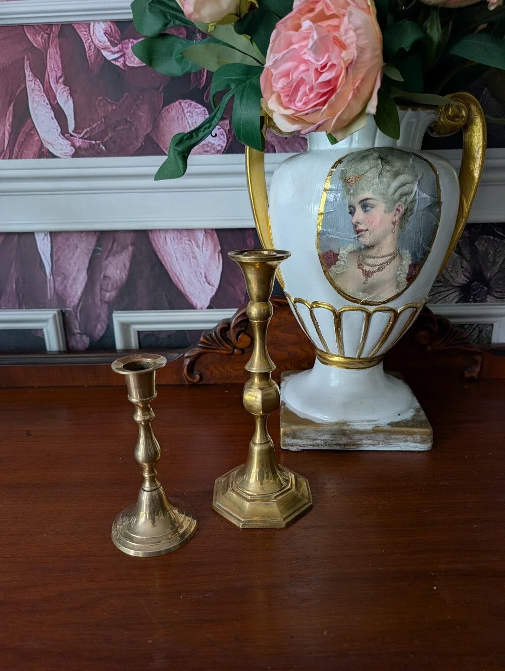 Vintage, mismatched, Solid Brass Classic Design Candle holders, Made in India